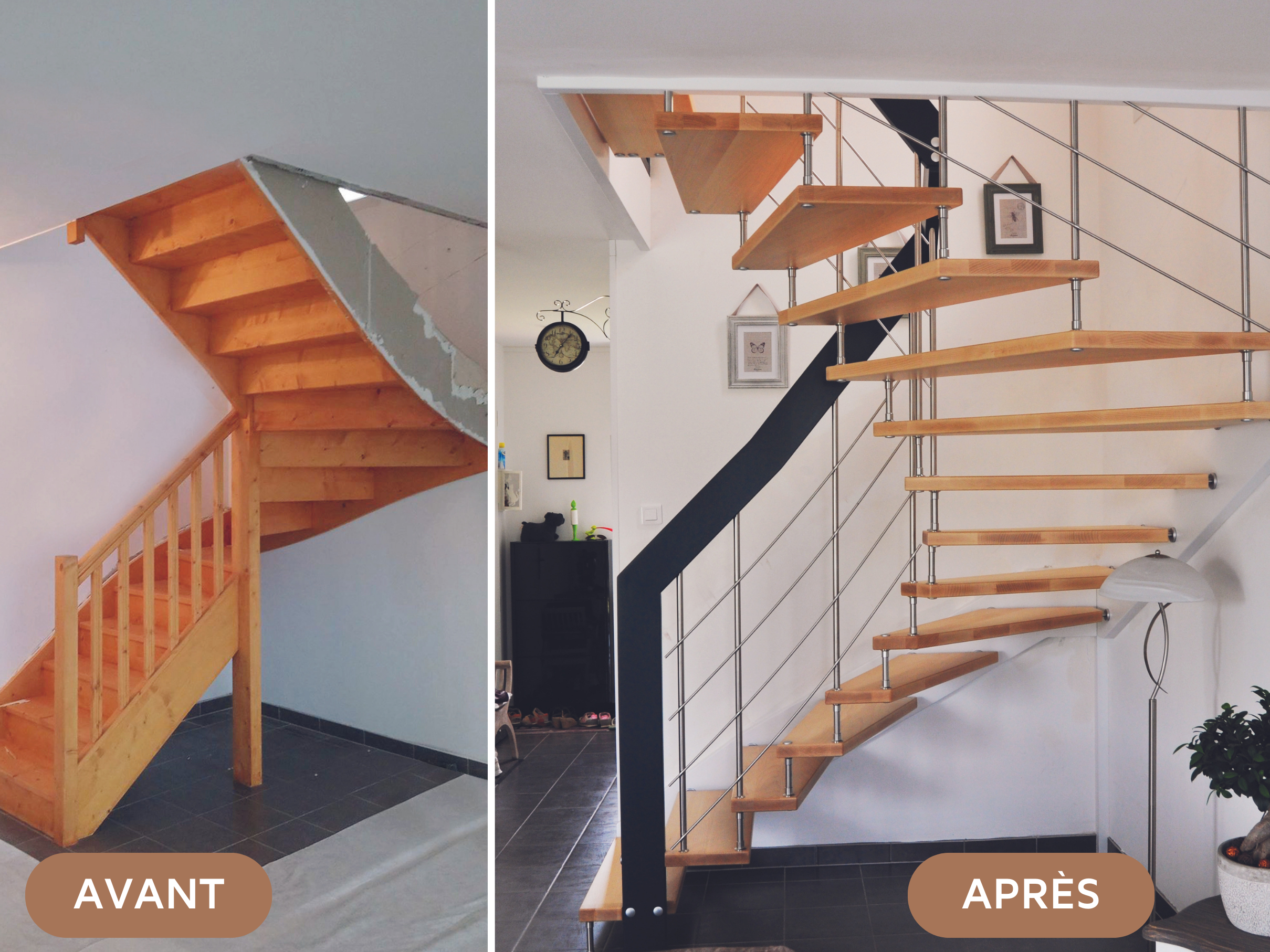 Changement d'un vieil escalier par un escalier design Treppenmeister